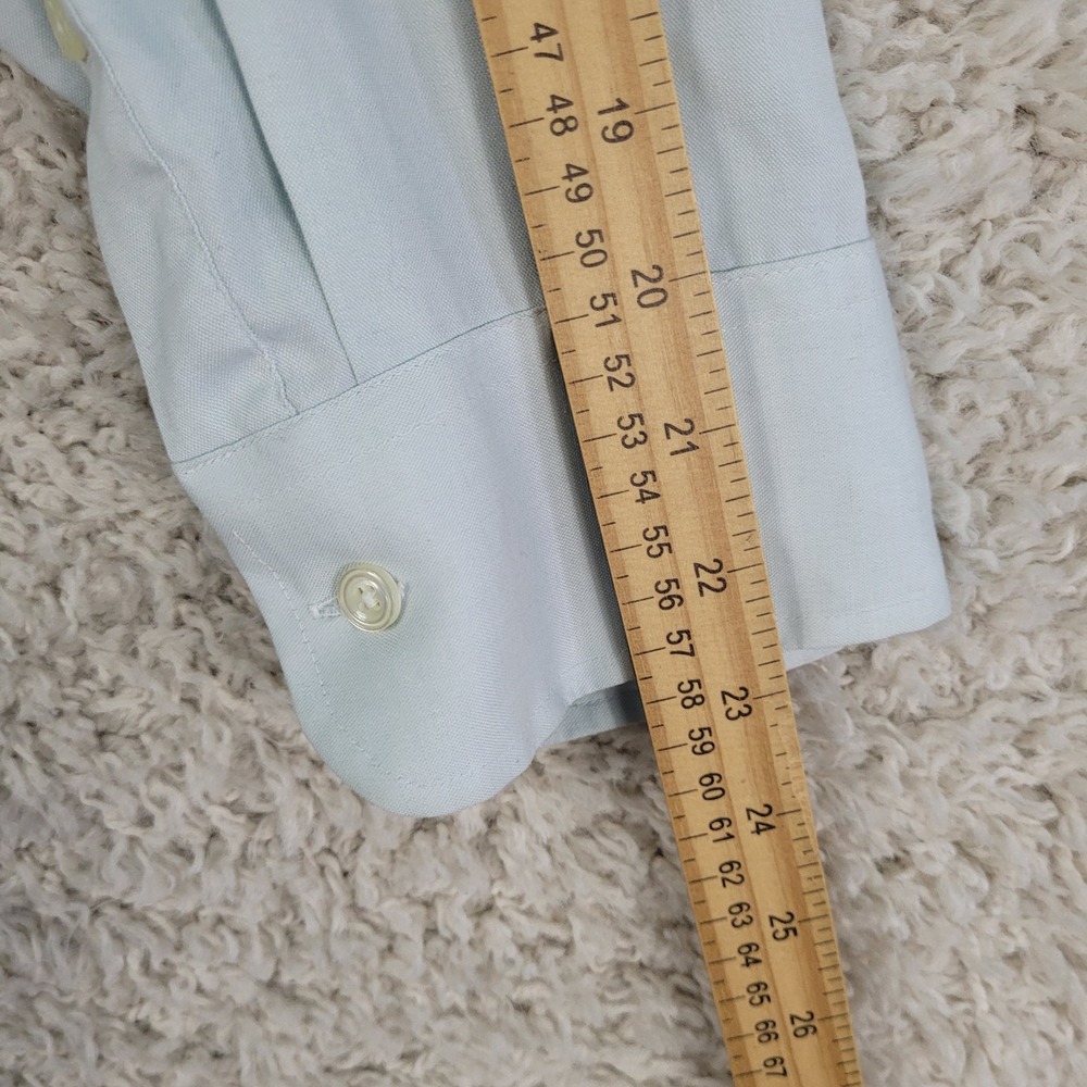 Vintage Van Heusen 417 Shirt Mens 17.5 32/33 Pinpoint Oxford Light Blue MADE USA - Picture 6 of 11
